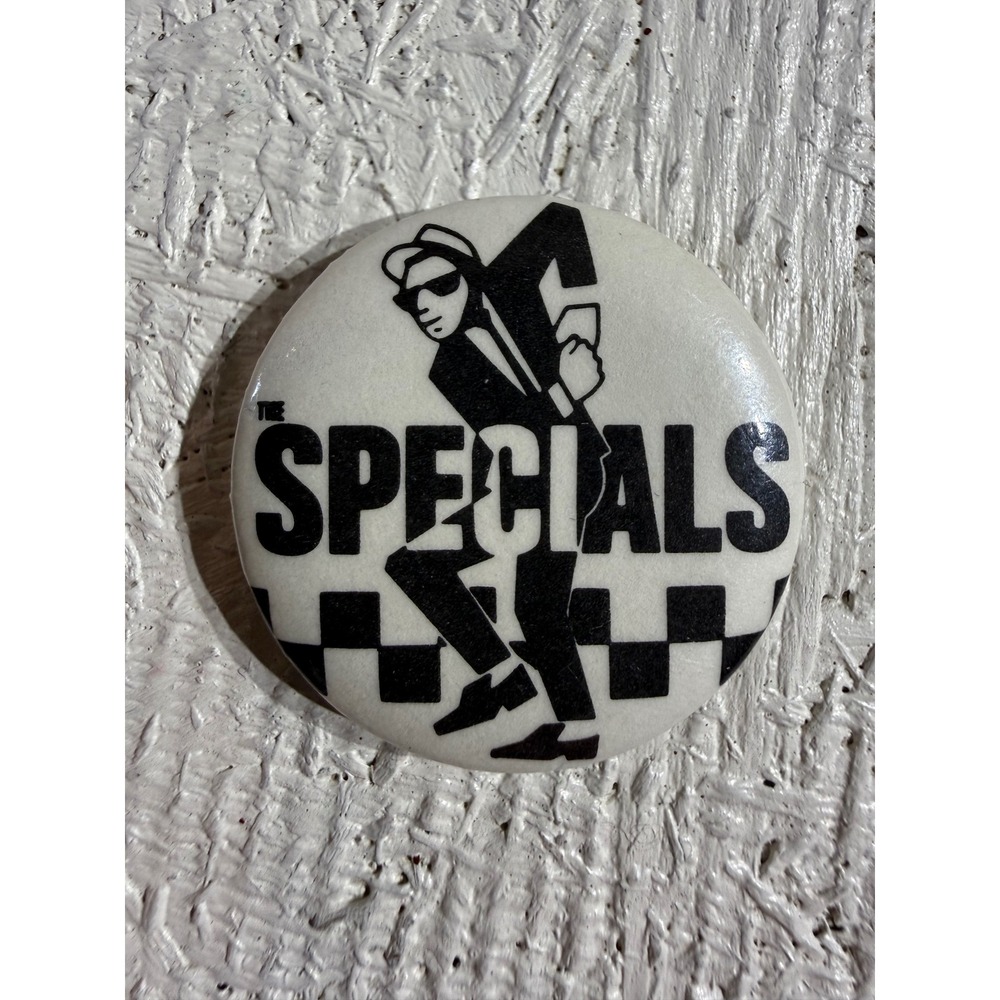 Vintage The Specials Pin – OS White 2-Tone Ska Walt Jabsco Checkerboard READ